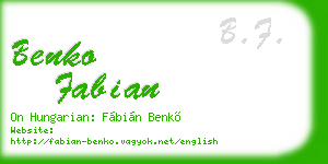 benko fabian business card